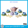 Solid Toy Tea Set with Green Saucer